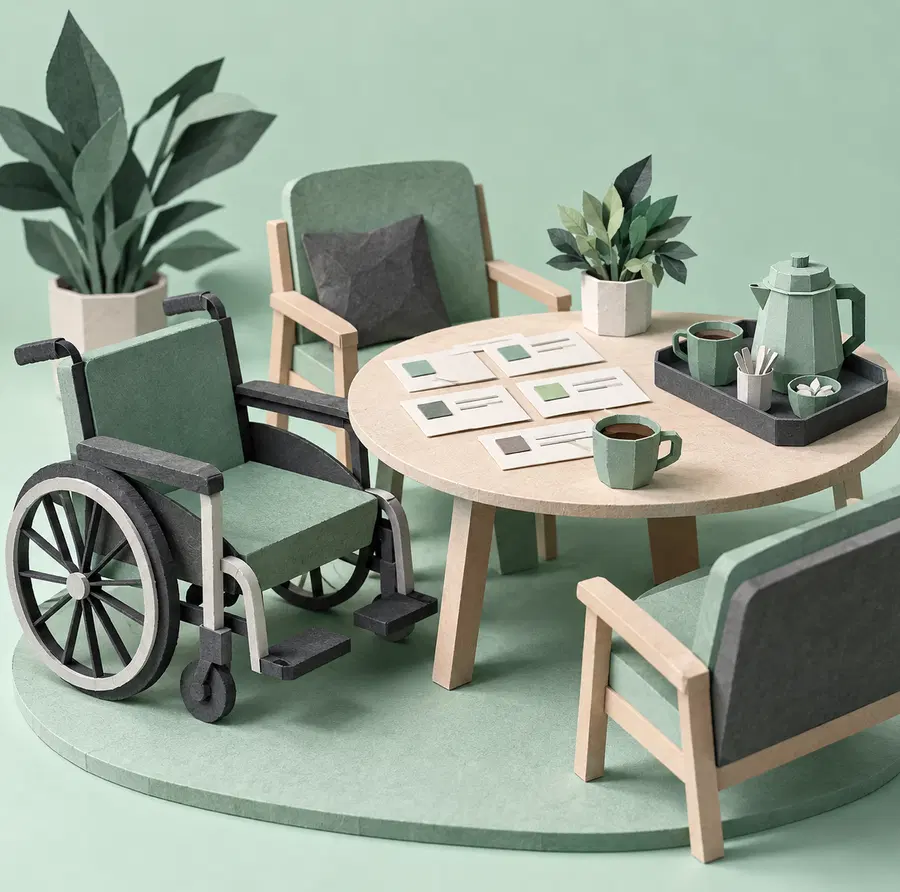 Illustration of care service businesses equipment and workspace